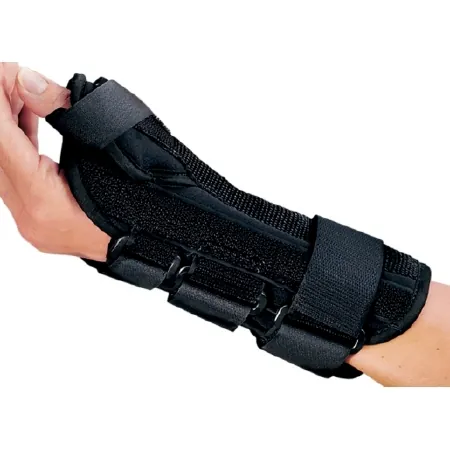 Wrist Brace with Thumb Spica ProCare® ComfortFORM™ Aluminum / Spandex Right Hand Black Small