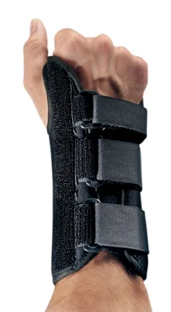 Wrist Brace with Thumb Spica ProCare® ComfortFORM™ Aluminum / Spandex Left Hand Black Small