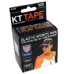 Kinesiology Tape KT Tape® Classic Uncut Cotton / Elastic 2 Inch X 5-1/2 Yard Black NonSterile