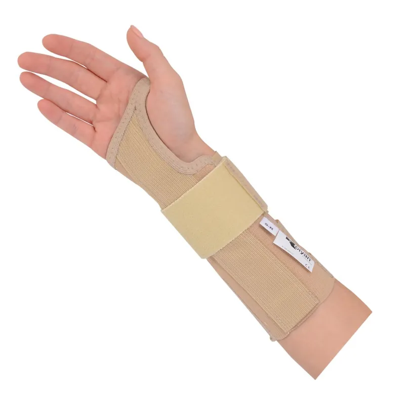 Wrist Brace with Wrist Strap Rolyan® AlignRite™ Contoured Cotton / Rubber Right Hand Beige Medium