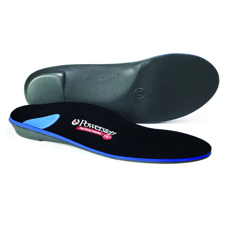 Powerstep® ProTech Control Orthotic Insole Full Length Size K Polypropylene / EVA / Polyester / VCT® / Poron® Black / Blue / Gray Male 14 to 15