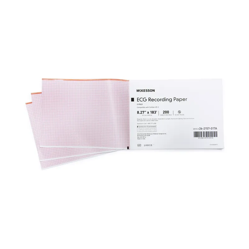Diagnostic Recording Paper Thermal Paper 8.27 Inch X 183 Foot Z-Fold Red Grid