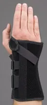Wrist Brace V-Strap™ Aluminum / Felt / Vetstretch Left Hand Black 2X-Small