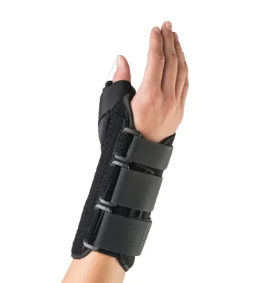 Wrist Brace with Thumb Spica PatientForm Aluminum / Spandex Left Hand Black X-Large