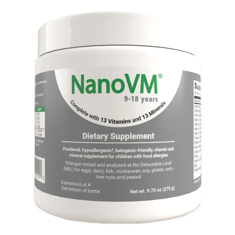 Pediatric Oral Supplement NanoVM® 9 - 18 Years 275 Gram Jar Powder Vitamins / Minerals Food Allergies