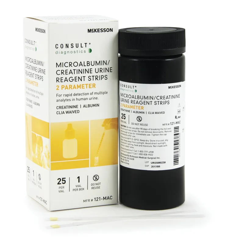Reagent Test Strip Consult™ Albumin, Creatinine For CONSULT® 120 Ultra Urine Analyzer (MFR # 121-120) 25 per Bottle