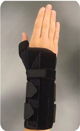 Wrist Brace with Thumb Spica Universal 3D Spacer Material / Metal Left Hand Black One Size Fits Most